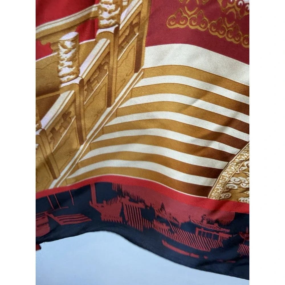 100% Silk Scarf Women Chinese Square Bandana Wrap Career Old Monay Office